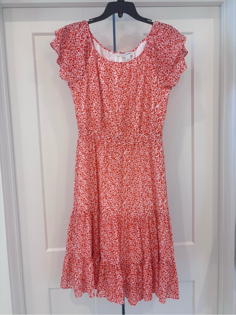 J. Crew Red Floral Ruffle Sleeve Sundress